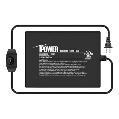 iPower 6 by 8-Inch 8 Watts Reptile Heating Mat with Temperature Controller Under Tank Warmer Terrarium Heat Pad for Reptiles and Amphibians, Black - size: 6 X 8 Inch, style: 1 Pack with Adjustable Knob