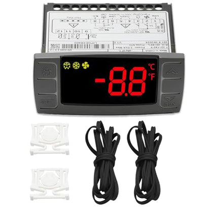 Replacement for Dixell XR06CX-4N1F1 Temperature Controller, Fit for 120V 50-60Hz Commercial Refrigerators/Freezerwith Temperature Sensor Probes & Clasp - style: XR06CX-4N1F1