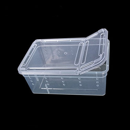 OMEM Portable Reptile Terrarium Habitat for Mini Pet Houses Breathable Holes Stackable Container (XS) - size: 1PCS-Clear-XS