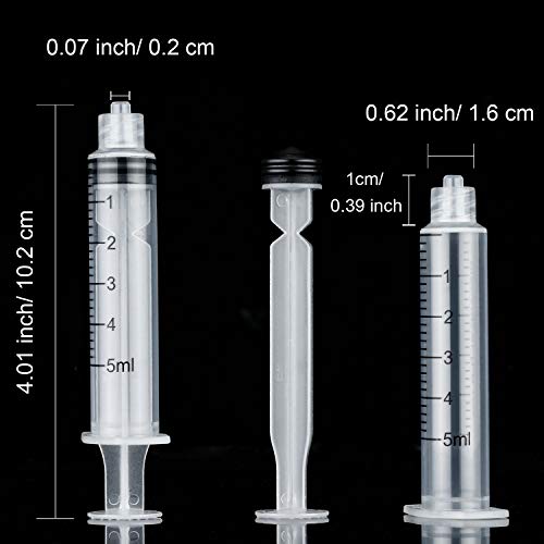 TecUnite 20 Pack Syringe Without Needle, Plastic Curved Syringes for Epoxy Resin, Craft, Feeding Pets Animals, Oil or Glue Applicator(5 ML) - size: 5 ML