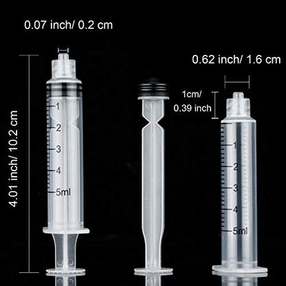 TecUnite 20 Pack Syringe Without Needle, Plastic Curved Syringes for Epoxy Resin, Craft, Feeding Pets Animals, Oil or Glue Applicator(5 ML) - size: 5 ML