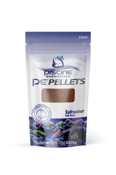 Piscine Energetics PE Pellets Saltwater Fish Food 2mm 5lb Professional Pail — Mysis Shrimp Primary Ingredient, Institutional Grade, Pathogen Free - size: 5 Pound (Pack of 1)