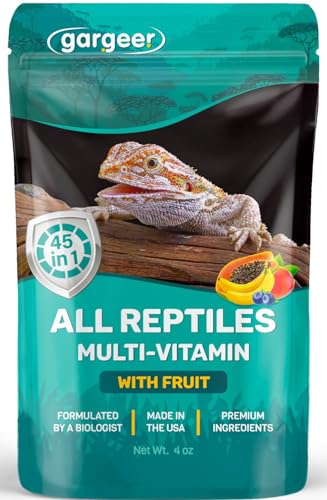4oz Reptile Multi-Vitamin Supplement. Organic Fruits, Made in USA | Boost immunity, growth & vital nerve functions! Ultrafine fruit dust with Vitamin A, D3, C & minerals clings to feeders - size: 4oz