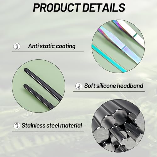 Reptile Feeding Tongs Set with Rubber Tip - 10.6" Stainless Steel Straight & Curved Tweezers and Feeding Spoon for Bearded Dragons, Lizards, Snake, Frog