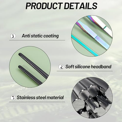Reptile Feeding Tongs Set with Rubber Tip - 10.6" Stainless Steel Straight & Curved Tweezers and Feeding Spoon for Bearded Dragons, Lizards, Snake, Frog