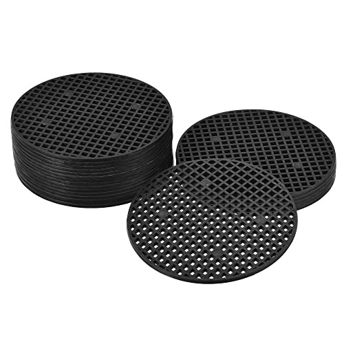 MECCANIXITY Flower Pot Hole Mesh Pad 4.7 Inch Bonsai Plant Bottom Round Plastic Soil Grid Screen Mat, Black Pack of 20 - size: 4.7"