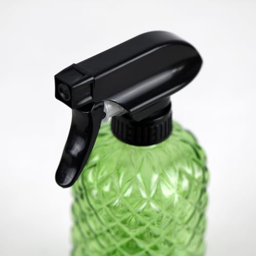 12Oz Glass Plant Spray Bottle, Gem Pattern Glass Sprayer, Watering Can with Black Plastic Top Pump, Handheld Watering Can for Indoor Outdoor Potted Plants and Greenery (Green) - color: Green