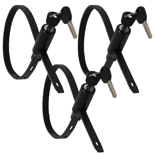 Multi-Purpose Keyed Adjustable Zip Tie Lock - 3 Pack Keyed Alike - Black Stainless Steel Refrigerator Cabinet Bike Stroller Helmet Lock - color: Black - 3 Pack Keyed Alike, size: Keyed Type