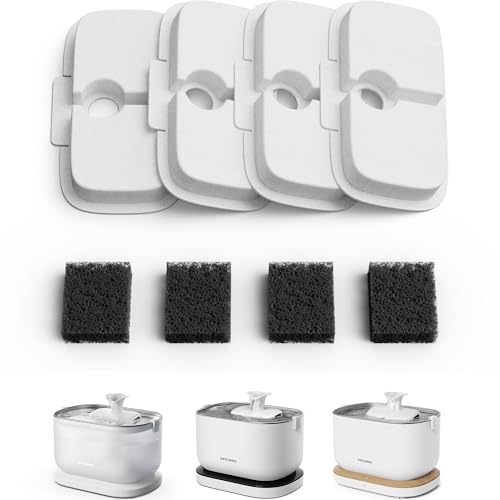 PETLIBRO 4 Packs Replacement Filters for Dockstream Cat Water Fountain PLWF105/PLWF115/PLWF005, 2 Months Set of Replacement Filters for Ultra Quiet Pet Water Fountain - color: White, size: 4 Filters
