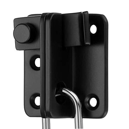 2 Set Black Flip Latches with Padlock Hole，2.36”x2.12”Slide Bolt Latch | Stainless Steel Sliding Barn Door Lock ,for bedroom,drawer,Wine Cabinet,cabinet,garage,window,pet enclosures - color: Black left open_2 Pack