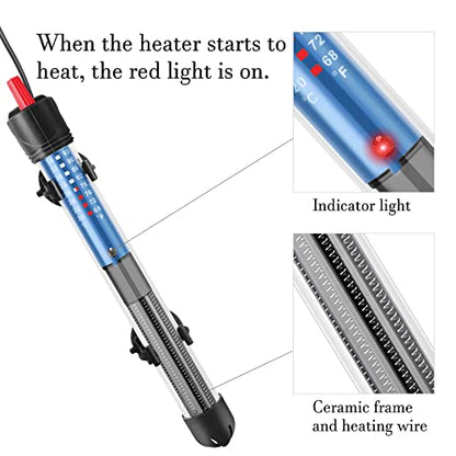 50W 100W 300W Submersible Aquarium Heater, Adjustable Glass Water Heater for 5 – 70 Gallon Fish and Turtle Tank (100W) - size: 100W for 10-30 gallon