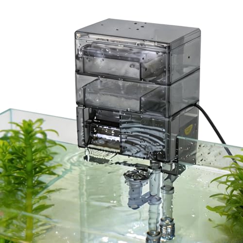 External Hang-On-Back Aquarium Filter Trickle Box Wet/Dry HOB Filter with 3-Stage Filtration Pump for Small Fish Turtle Tank - size: XP007, 10-20GAL