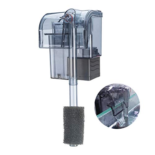 Aquarium Hang On Filter with Activated Carbon | Waterfall flow boosts oxygen, Wall-mounted space saver,5-10 Gal Ideal for small freshwater fish tanks