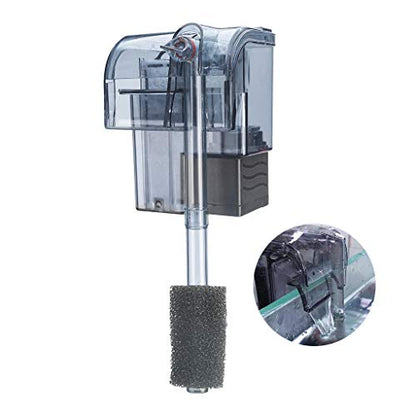Aquarium Hang On Filter with Activated Carbon | Waterfall flow boosts oxygen, Wall-mounted space saver,5-10 Gal Ideal for small freshwater fish tanks