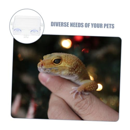 HANABASS Water Bowl Suction Cup Reptile Feeder Bowl Gecko Feeding Snake Water Dish Escape Design - color: Transparent, size: 9.00X6.00X3.50CM