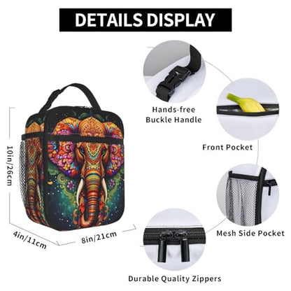 Mandala Elephant Art Adult Insulated Lunch Bag, Portable Thermal Cooler Tote With Pockets, Durable Polyester Lunch Box With Handle For Work, Office, Travel - color: Style 6