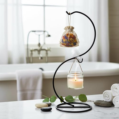 Ornament Display Stand Iron Pothook for Hanging Glass Globe Air Plant Terrarium Disco Witch Ball Christmas and Home Wedding Office Party Decoration Black Hanger Rack Hook Tree Flower Pot Holder
