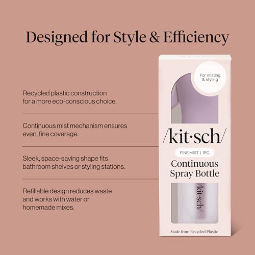 Kitsch Continuous Spray Bottle for Hair – Sheer Violet, 150ml | Fine Mister Spray Bottle & Water Spray Bottle – Recycled Hair Spray Bottle – Spray Bottles for Cleaning, Styling, & More - color: Sheer Violet