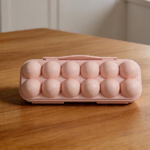 Portable Egg Storage Box With 18 Grids Egg Protector Case Tray Container Secure Egg Transport Outdoor Trips And Activities(12 Pink) - size: 12 Pink