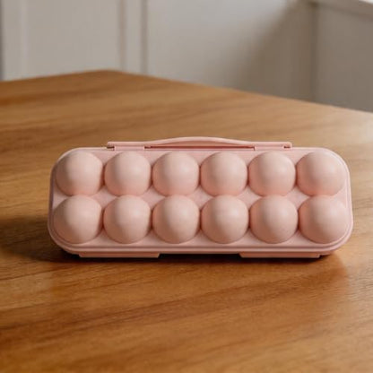 Portable Egg Storage Box With 18 Grids Egg Protector Case Tray Container Secure Egg Transport Outdoor Trips And Activities(12 Pink) - size: 12 Pink