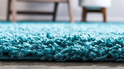 Unique Loom Solid Shag Collection Area Rug (2' 2" x 3' 1" Rectangle, Deep Aqua Blue) - color: Deep Aqua Blue, size: 2'2" x 3'1" (Rectangular)