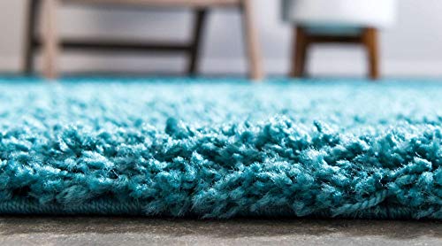 Unique Loom Solid Shag Collection Area Rug (2' 2" x 6' 5" Runner, Deep Aqua Blue) - color: Deep Aqua Blue, size: 2'2" x 6'5" (Rectangular)
