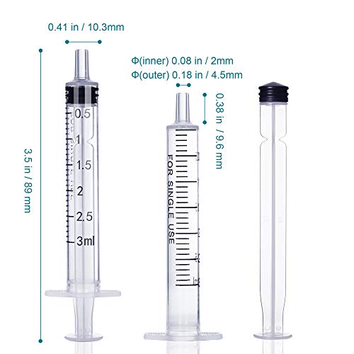 3ml Syringe Without Needle - 3 ml Small Plastic Syringes Sterile Individually Packed with Cap for Lab Medicine Student Measuring Liquid and Pet Dog Cat Baby Feeding Oral Colostrum ( 12 Pack 3cc /ml )