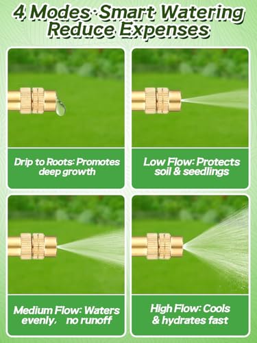 49ft Drip Irrigation System Kit for Raised Bed Plants Lawn | with 15pcs 360° Adjustable Copper Nozzle, PE Tubing, 1/2" & 3/4" Faucet Adapters, Automatic Garden Watering Sprinkler System