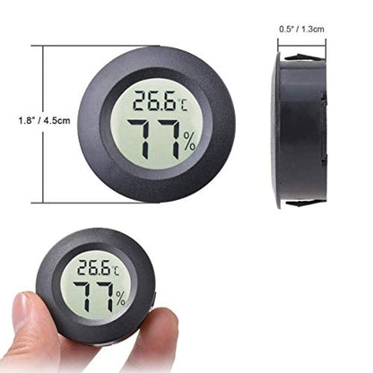 2pcs Mini Hygrometer Thermometer Indoor Outdoor Round Humidity Meter | 3D Printer Temperature Gauge Humidity Sensor Fahrenheit Switchable Celsius Monitor for Reptile Jars