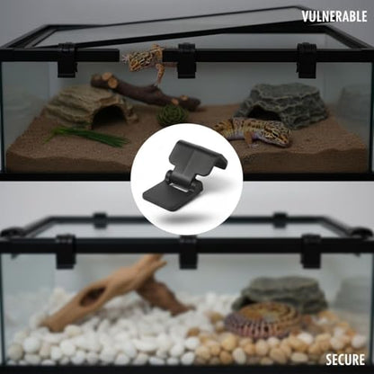 6 Pcs Terrarium Locks, Black Plastic Aquarium Clips, Old Version Escape Reptile Clips, Long-Lasting Pet Terrarium Lid Latches, Fit 0.7 in / 1.7 Cm Lids