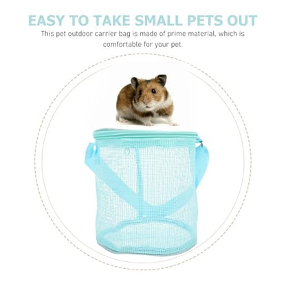 FRCOLOR Portable Guinea Pig Carrier with Breathable Mesh, Compact Multi-Function Hamster and Rat Carrier for Outdoor Travel, Daily Use Small Animal Shoulder Bag in Light Blue