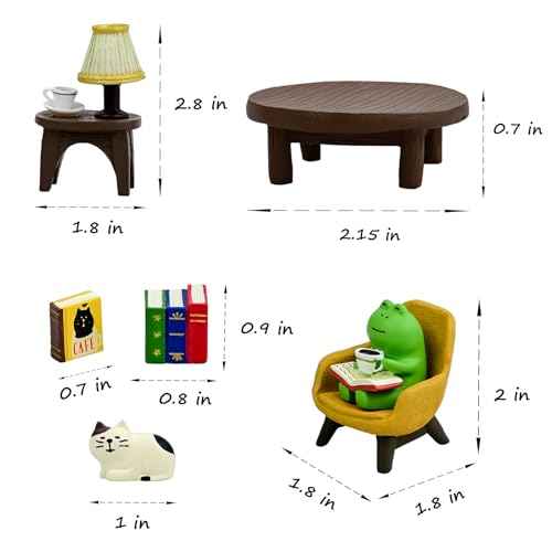 Refintural Miniature Frog Figurines Statue, Adorable Frog Collectibles for Desk and Bedroom Decor, Perfect Indoor Home Decorations and Gifts Set - color: Set7