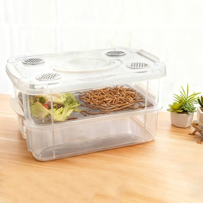 1 Pack Mealworms Breeding Kit Mealworms Keeper Live Food Storage Box to Breed Mealworms Crickets Dubia Cockroaches Super Worms (Top Ventilation Style)