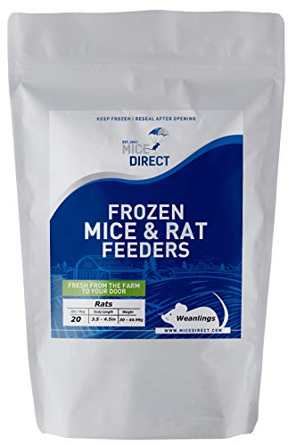 MiceDirect 20 Weanling Rats: Pack of Frozen Weanling Feeder Rats - Food for Corn Snakes, Ball Pythons, Lizards and Other Pet Reptiles - Freshest Snake Feed Supplies - size: 1 Count (Pack of 20)