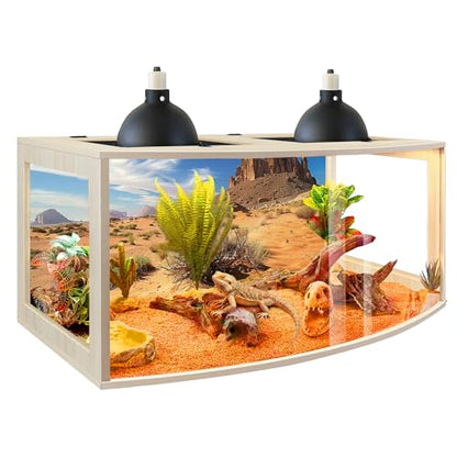 Bearded Dragon Tank, Curved Reptile Enclosure with 3-Side Clear Acrylic Panels, Spacious Lizard Tank with Metal Mesh Top and Lockable Door for Reptile Habitat