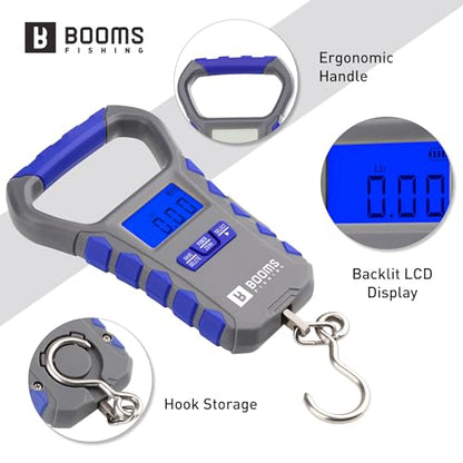 Booms Fishing Digital Fish Scale: 65lb Capacity, USB Charging, XW50 | LCD Display, Waterproof, 8 Memory Storage, Ergonomic Handle, Luggage Scale, Potrable Carry Fishing Accessory - size: Only scale