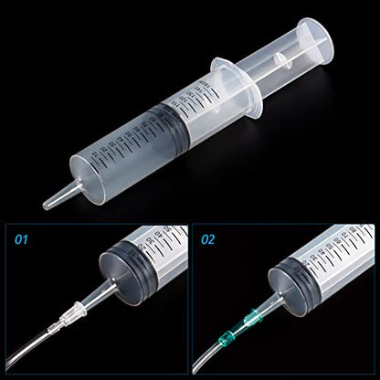 150ml/cc Syringes with Tube 40 Inch Handy Plastic Tubing and Adapter Tip | for Liquid, Refilling Measuring, Dispensing Watering, Plant Irrigation, Feeding Pets, Oil or Glue Applicator - size: 150ML/CC