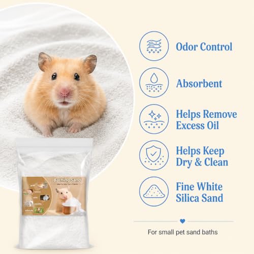 Sukh Hamster Sand Bath - White Fine Silica Sand, Hamster Hides & Cleaning | Dust Free Sand Bath for Hamster, Guinea Pig, Chinchilla, Gerbil, Syrian Mice, Small Pet Cage Bedding Accessories,14oz - size: 14 OZ