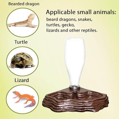 Automatic Reptile Water Dish 13.5Oz Reptile Water Bowl Bearded Dragon Leopard Gecko Snake Lizard Terrarium Tank Accessories… (Brown) - color: brown
