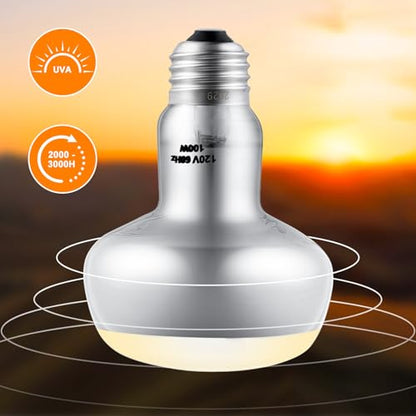 2 Pack 100W Reptile Heat Lamp Reptile Heat Bulbs | UVA Basking and Infrared Light Bulb Combo, Basking Light for Bearded Dragon, Turtles, Snake and Lizard - style: 100W Day & Night Heat Lamp