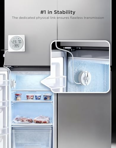 GoveeLife 2.0 WiFi Refrigerator Thermometer Dual Probes, 1-Pack & Gateway | Digital freezer monitor with 1804ft range, LCD display, app alerts & anti-false alarm, magnetic/hanging for kitchen/farming - style: Sub-1G Gateway+1 Sensor-Pro