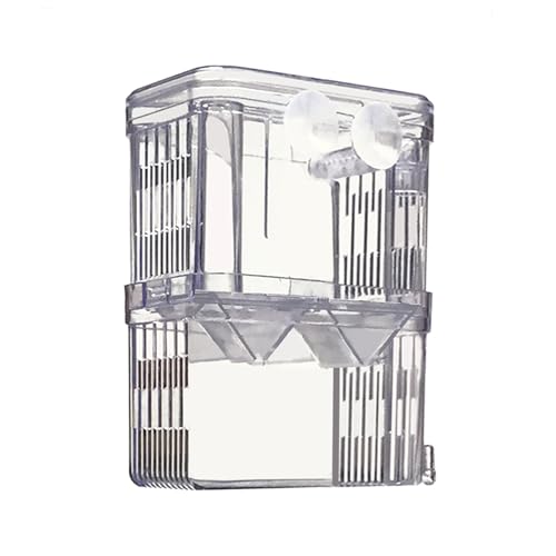 in-Tank Aquarium Breeder Box for Fish Tank, Breeding Incubator for Small Fish Hatchery, Acrylic Divider for Shrimp Clownfish Aggressive and Injured Fish, Can Connect Air Pump (Small)