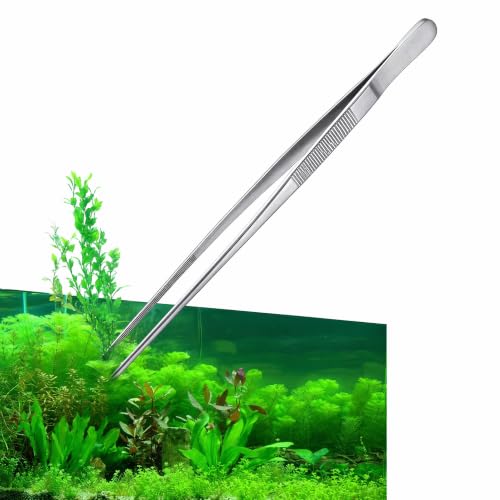 18.9 Inch Extra Long Aquarium Tweezers, 1 Pc, Stainless Steel | With Hanger, Feeding Tongs, For Fish Tank, Terrarium, Aquascaping, Reptile, Garden, Kitchen