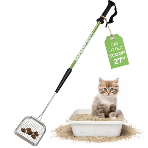 Sand Dipper Metal Cat Litter Scoop – Long Handle Cat Poop Scooper for Litter Box (27”), Heavy-Duty Stainless Steel Kitty Litter Scoop (Junior) - size: 4 - Junior