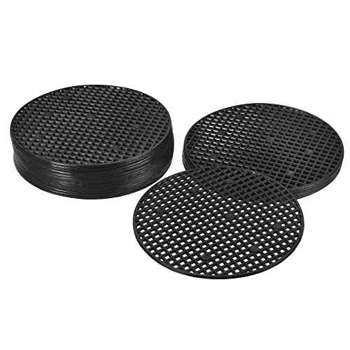 MECCANIXITY Flower Pot Hole Mesh Pad 4 Inch Bonsai Plant Bottom Round Plastic Soil Grid Screen Mat, Black Pack of 20 - size: 4"