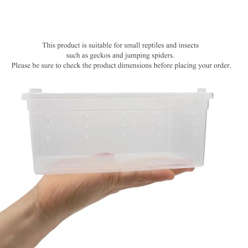 Hypeety Reptile Breeding Box Clear Plastic Enclosure Terrarium for Reptiles | With ventilated lid, portable transport container, pet feeding/hatching, for lizard/turtle/spiders/geckos/frog, 7.4x4.1x2.9''