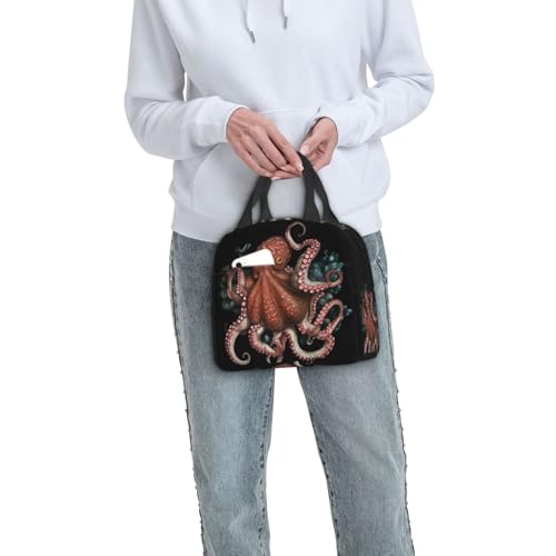 Insulated Lunch Bag Octopus Intertwined Lunch Box for Women Men Reusable Leakproof Lunch Cooler Bag for Office Picnic - color: Octopus Intertwined