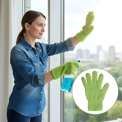 Microfiber Gloves, Dusting Gloves Microfiber Glove for Plants Mittens for houseplants Leaf Plant Care(Green)