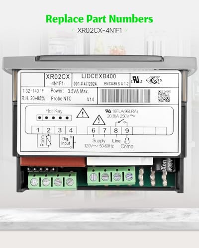 Fit for Dixell XR02CX-4N1F1 Temperature Controller，Refrigerator Digital Thermostat Controller Fit for 120V 50-60hz Commercial Refrigerators/Freezer with Temperature Sensor Probes - style: XR02CX-4N1F1