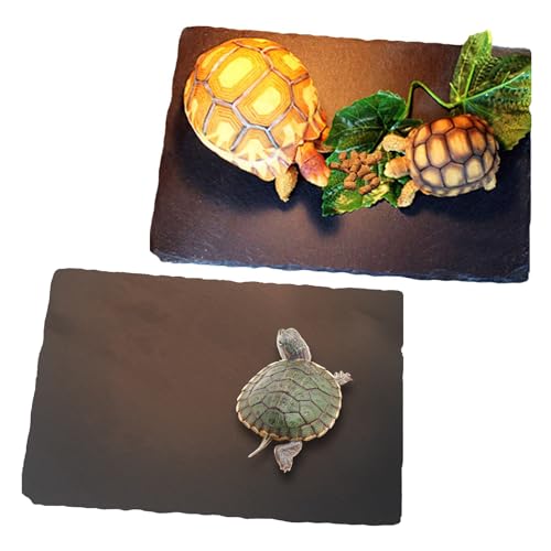 Tfwadmx 2Pcs Reptile Basking Platform Large Tortoise Feeding Bathing Area Turtle Original Rock Plate Grinding Nails Resting Terrace Habitat Decor for Amphibian Reptile Bearded Dragon Chameleon Snake - size: 2pcs-12"x 8"